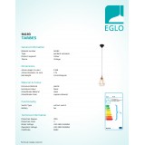EGLO 94193 | Tarbes Eglo visilice svjetiljka 1x E27 crveni bakar, crno
