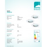 EGLO 94235 | Peneto Eglo ugradbena svjetiljka okrugli trodijelni set Ø78mm 3x GU10 720lm 3000K bijelo