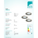 EGLO 94237 | Peneto Eglo ugradbena svjetiljka okrugli trodijelni set Ø78mm 3x GU10 720lm 3000K poniklano mat