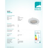 EGLO 94239 | Peneto Eglo ugradbena svjetiljka okrugli pomjerljivo Ø87mm 1x GU10 400lm 3000K bijelo