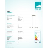 EGLO 94299 | Lombes Eglo visilice svjetiljka 4x LED 1920lm 3000K poniklano mat, prozirna