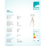 EGLO 94324 | Lantada Eglo podna svjetiljka 106cm sa prekidačem na kablu s podešavanjem visine 1x E27 bezbojno, bež