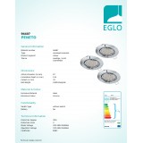EGLO 94407 | Peneto Eglo ugradbena svjetiljka okrugli trodijelni set, pomjerljivo Ø87mm 3x GU10 1200lm 3000K krom