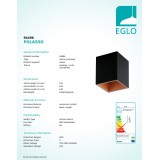 EGLO 94496 | Polasso Eglo stropne svjetiljke svjetiljka kocka 1x LED 340lm 3000K crno, crveni bakar