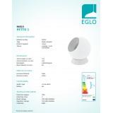EGLO 94513 | Petto-1 Eglo stolna, zidna svjetiljka sa prekidačem na kablu magnetsko sjenilo, elementi koji se mogu okretati 1x GU10 250lm 3000K bijelo