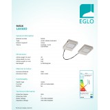 EGLO 94516 | Lavaio Eglo osvjetljenje ploče svjetiljka s prekidačem sa kablom i vilastim utikačem 2x LED 560lm 3000K poniklano mat