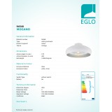 EGLO 94548 | Mogano Eglo stropne svjetiljke svjetiljka 1x E27 bijelo, srebrno