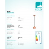 EGLO 94589 | Rocamar Eglo visilice svjetiljka 1x E27 crveni bakar, prozirna, crno
