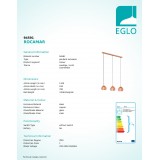 EGLO 94591 | Rocamar Eglo visilice svjetiljka 3x E27 crveni bakar, prozirna, crno