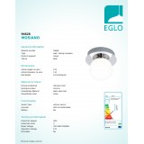 EGLO 94626 | Mosiano Eglo zidna, stropne svjetiljke svjetiljka 1x LED 340lm 3000K IP44 krom, bijelo
