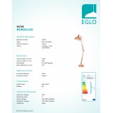 EGLO 94705 | Borgillio Eglo podna svjetiljka 190cm sa nožnim prekidačem elementi koji se mogu okretati 1x E27 crveni bakar, bijelo