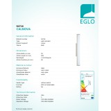 EGLO 94716 | Calnova Eglo zidna svjetiljka 1x LED 1500lm 4000K IP44 poniklano mat, bijelo