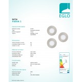 EGLO 94734 | Fueva-1 Eglo ugradbene svjetiljke LED panel okrugli trodijelni set Ø85mm 3x LED 900lm 3000K poniklano mat, opal