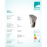 EGLO 94779 | Bosaro Eglo zidna svjetiljka 2x LED 360lm 3000K IP44 plemeniti čelik, čelik sivo