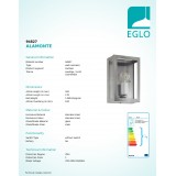 EGLO 94827 | Alamonte Eglo zidna svjetiljka 1x E27 IP44 plemeniti čelik, čelik sivo, prozirna