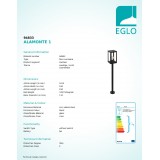 EGLO 94833 | Alamonte Eglo podna svjetiljka 101,5cm 1x E27 IP44 crno, prozirna