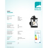EGLO 94843 | Hilburn Eglo zidna svjetiljka 1x E27 IP44 crno, prozirna
