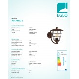 EGLO 94854 | Pulfero Eglo zidna svjetiljka 1x E27 IP44 smeđe, prozirna