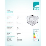 EGLO 94878 | Almonte Eglo stropne svjetiljke svjetiljka 4x G9 1440lm 3000K IP44 krom, prozirna