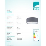 EGLO 94921 | Eglo-Pasteri-G Eglo stropne svjetiljke svjetiljka okrugli 3x E27 mat sivo, bijelo, poniklano mat