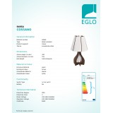 EGLO 94954 | Tindori Eglo stolna svjetiljka 45cm sa prekidačem na kablu 1x E27 smeđe, bijelo