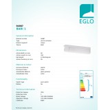 EGLO 94987 | Bari3 Eglo zidna svjetiljka s prekidačem s utičnicom 2x E14 bijelo