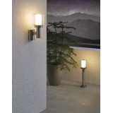 EGLO 95016 | Poliento Eglo zidna svjetiljka 1x E27 IP44 plemeniti čelik, čelik sivo, prozirna, bijelo