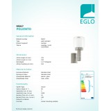 EGLO 95017 | Poliento Eglo zidna svjetiljka sa senzorom 1x E27 IP44 plemeniti čelik, čelik sivo, prozirna, bijelo