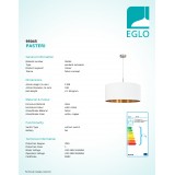 EGLO 95045 | Eglo-Pasteri-WHC Eglo visilice svjetiljka okrugli 1x E27 bijelo mat, mesing, poniklano mat