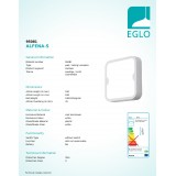EGLO 95081 | Alfena-S Eglo zidna, stropne svjetiljke svjetiljka 1x LED 1000lm 3000K IP44 bijelo