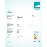 EGLO 95147 | Lasana-1 Eglo visilice svjetiljka 1x LED 2500lm 3000K krom, bijelo