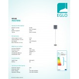 EGLO 95166 | Eglo-Pasteri-G Eglo podna svjetiljka 157,5cm sa nožnim prekidačem 1x E27 mat sivo, bijelo, poniklano mat