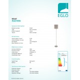 EGLO 95167 | Eglo-Pasteri-T Eglo podna svjetiljka 157,5cm sa nožnim prekidačem 1x E27 mat taupe, bijelo, poniklano mat