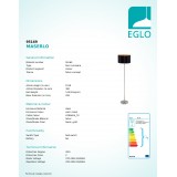 EGLO 95169 | Eglo-Maserlo-BG Eglo podna svjetiljka 151cm sa nožnim prekidačem 1x E27 blistavo crna, zlatno, poniklano mat