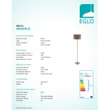 EGLO 95172 | Eglo-Maserlo-CG Eglo podna svjetiljka 151cm sa nožnim prekidačem 1x E27 svijetlucavi cappuchino, zlatno, poniklano mat