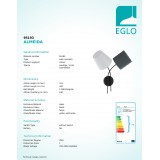 EGLO 95193 | Almeida Eglo zidna svjetiljka 2x E14 crno, bijelo, antracit