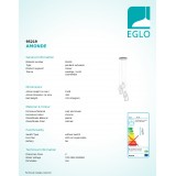 EGLO 95219 | Amonde Eglo visilice svjetiljka jačina svjetlosti se može podešavati 5x LED 3650lm 3000K krom, saten
