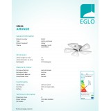 EGLO 95221 | Amonde Eglo stropne svjetiljke svjetiljka jačina svjetlosti se može podešavati 5x LED 3650lm 3000K krom, saten