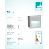 EGLO 95235 | ZimbaLed Eglo ugradbena svjetiljka 140x140mm 1x LED 400lm 4000K IP65 srebrno