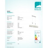EGLO 95333 | Romao Eglo visilice svjetiljka balansna - ravnotežna, sa visinskim podešavanjem, jačina svjetlosti se može podešavati 6x LED 18000lm 3000K poniklano mat, krom, bezbojno