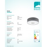 EGLO 95346 | Romao Eglo stropne svjetiljke svjetiljka jačina svjetlosti se može podešavati 1x LED 2450lm 3000K sivo, bijelo, satenski nikal