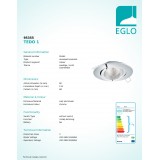 EGLO 95355 | Tedo-1 Eglo ugradbena svjetiljka s impulsnim prekidačem jačina svjetlosti se može podešavati, pomjerljivo Ø80mm 1x GU10 400lm 3000K krom