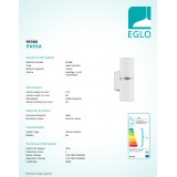 EGLO 95368 | Passa Eglo zidna svjetiljka 2x GU10 500lm 3000K krom, bijelo