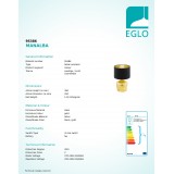 EGLO 95386 | Manalba Eglo stolna svjetiljka 38cm sa prekidačem na kablu 1x E27 zlatno, crno
