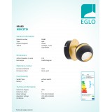 EGLO 95482 | Nocito Eglo spot svjetiljka elementi koji se mogu okretati 1x GU10 250lm 3000K crno, zlatno