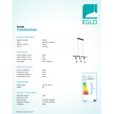 EGLO 95499 | Townshend Eglo visilice svjetiljka 6x E27 crno, smeđe