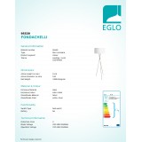EGLO 95539 | Fondachelli Eglo podna svjetiljka 151,5cm sa nožnim prekidačem 1x E27 poniklano mat, bijelo, srebrno