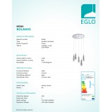 EGLO 95561 | Bolanos Eglo visilice svjetiljka 5x GU10 1200lm 3000K krom, prozirna