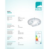 EGLO 95576 | Nerini Eglo zidna, stropne svjetiljke svjetiljka okrugli 1x LED 1500lm 4000K bijelo, prozirna, kristal