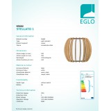 EGLO 95602 | Stellato Eglo zidna svjetiljka 1x E27 javor, bijelo, poniklano mat